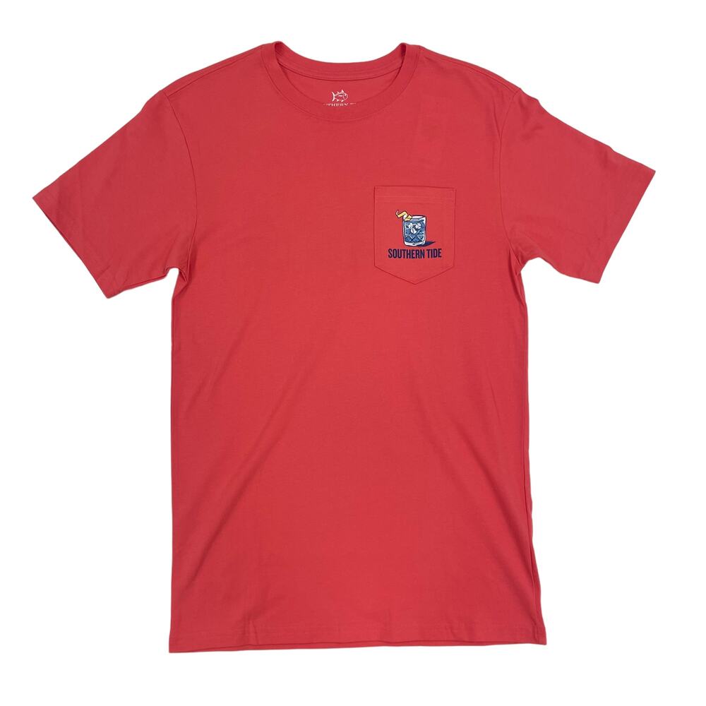 NWT Southern Tide Short Sleeve Drinkin' in the USA Pocket Tee Red Mens XS